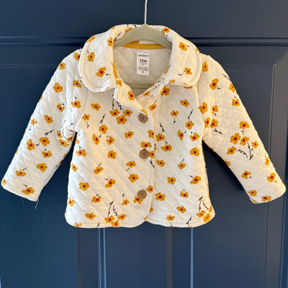 Carter’s Quilted Floral Baby Jacket - Size 12 Month - Picture 8 of 8